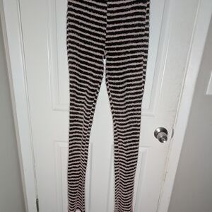 Striped Black and Pink Fuzzy Pants